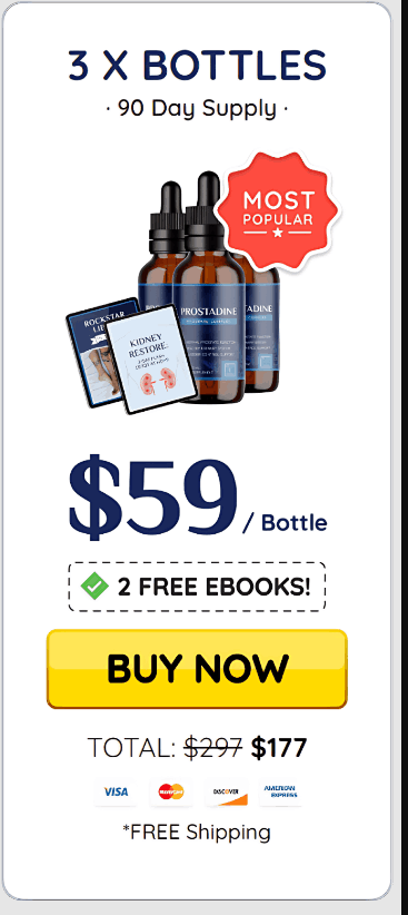 Prostadine 3 bottles 90-day supply $49 per bottle